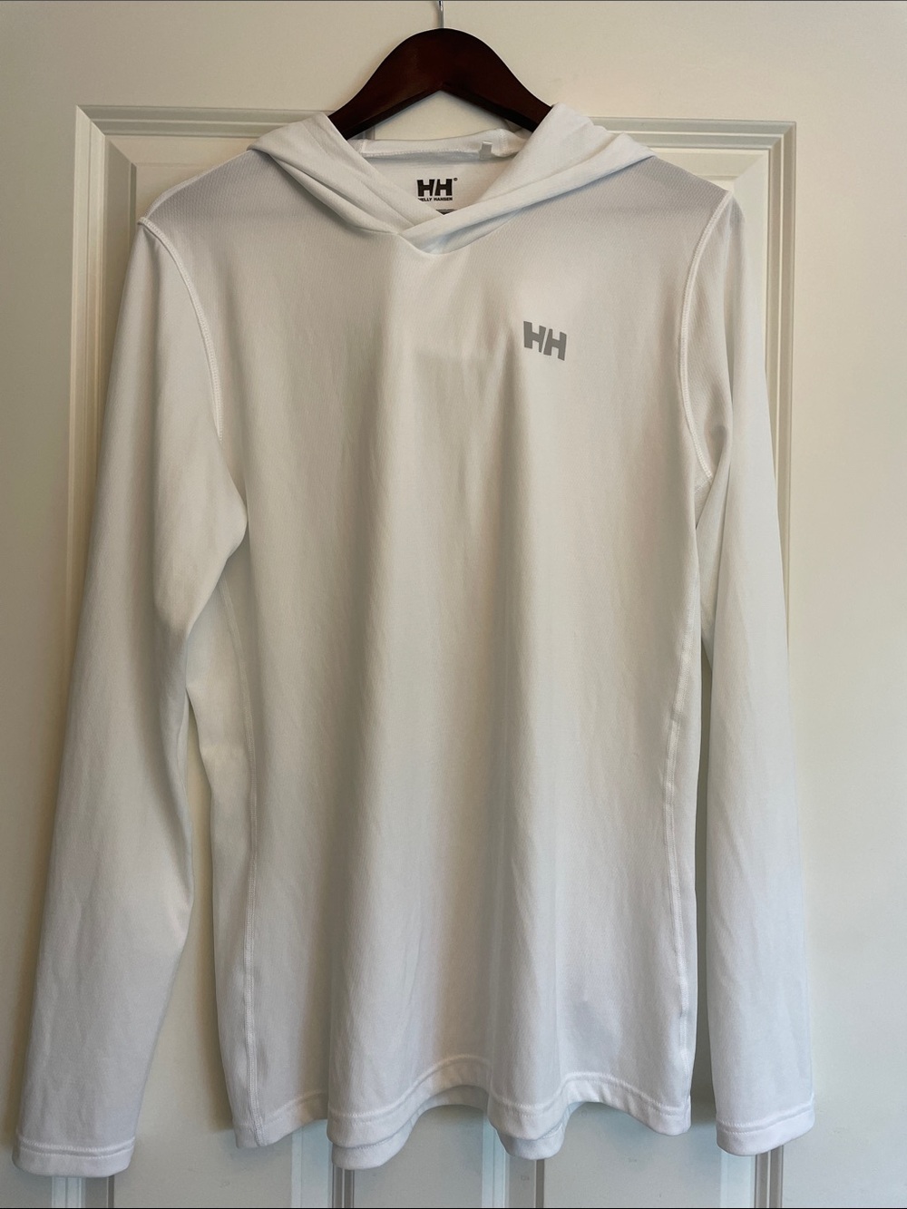 Helly Hansen White Hooded Long Sleeve Top with Subtle Logo